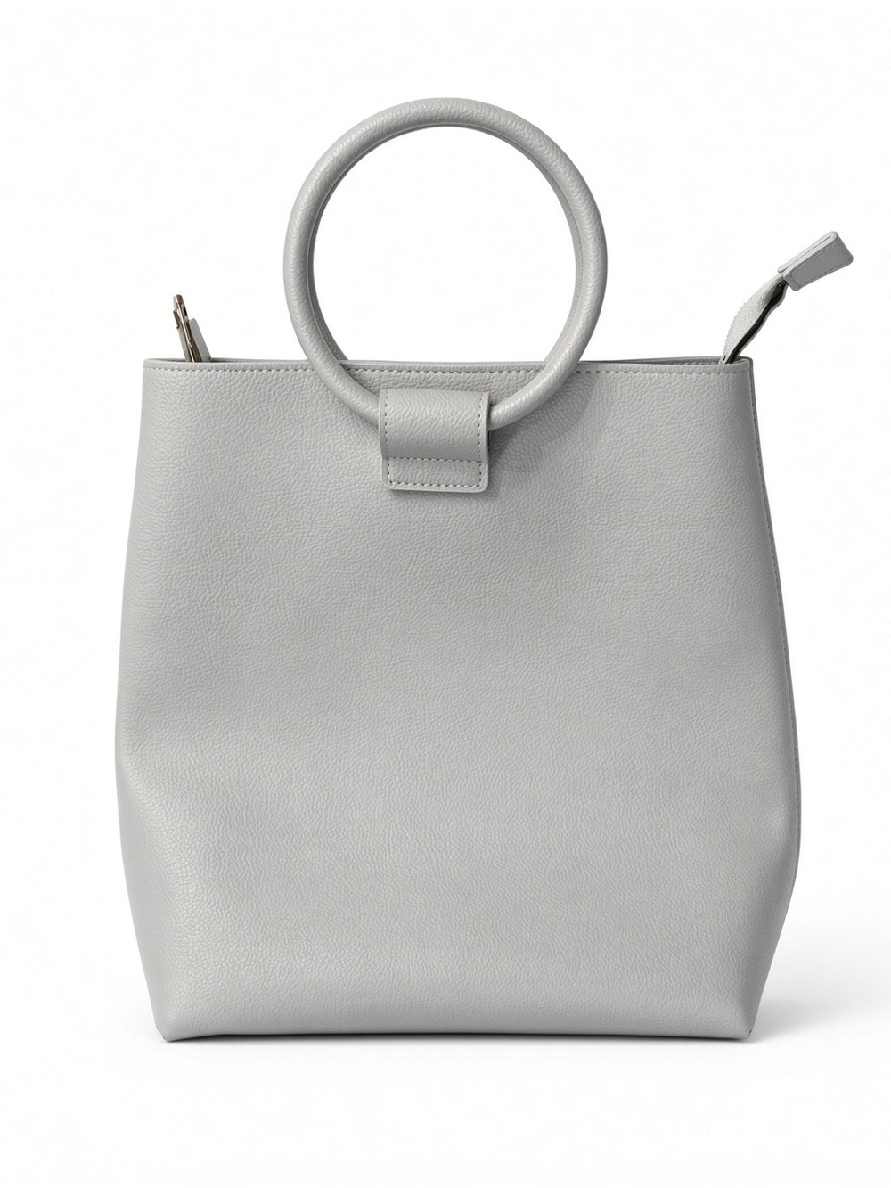 Structured Silver Mini Tote with Circular Handle